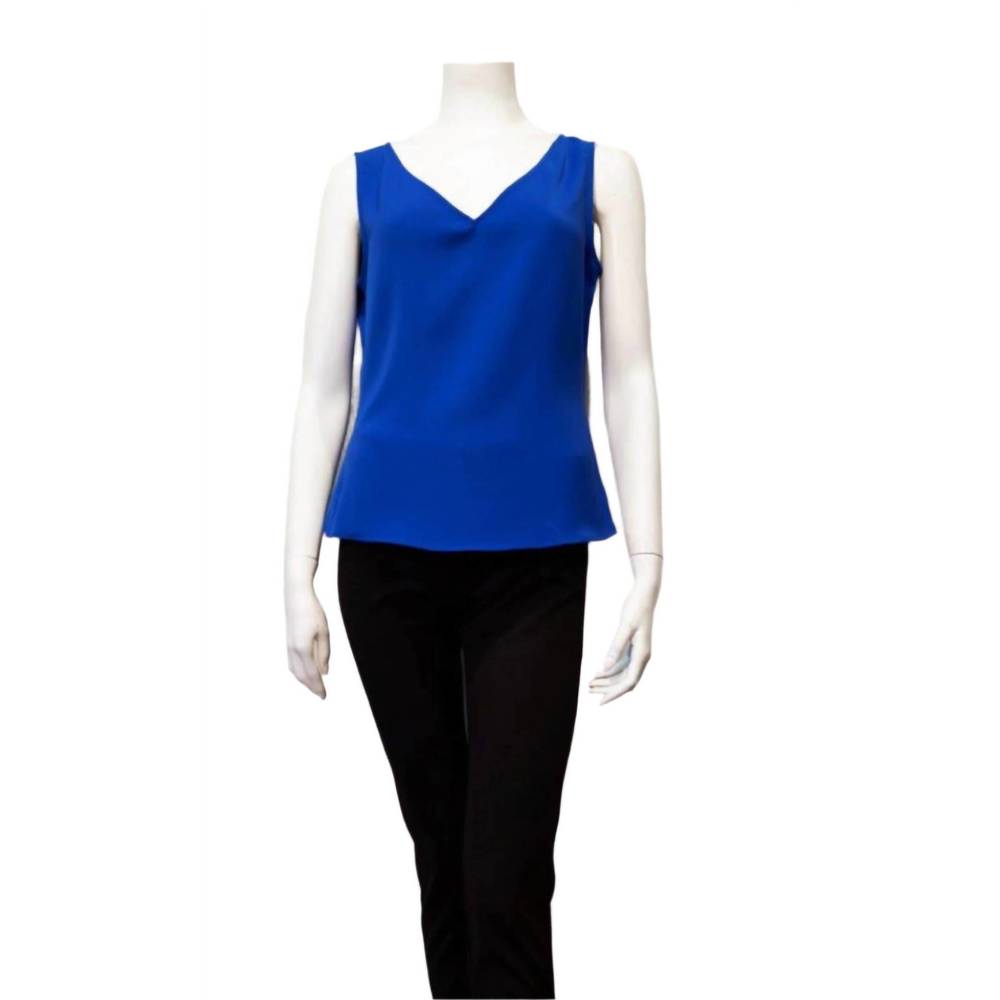 NEW SAMUEL DONG women's v-neck tank top in cobalt blue